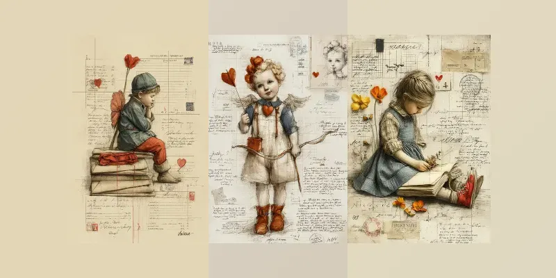 Valentines Day Page Illustration Generator App | PromptBase