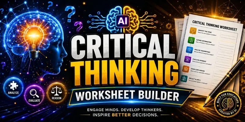 Critical Thinking Worksheet Builder ChatGPT Skill | PromptBase
