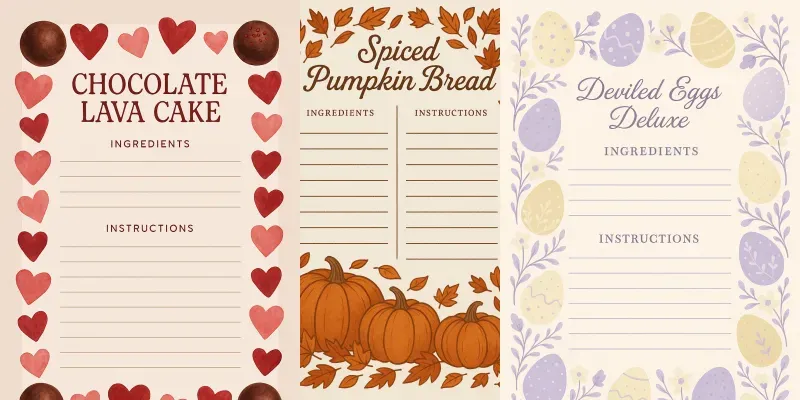 Printable Seasonal Recipe Card Prompt Generator App | PromptBase