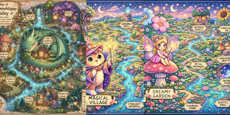 Whimsical Fantasy Map Illustration Generator App | PromptBase