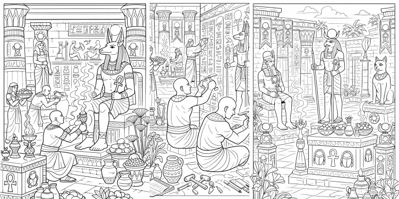 Egypt Temple Coloring Prompt Generator App | PromptBase