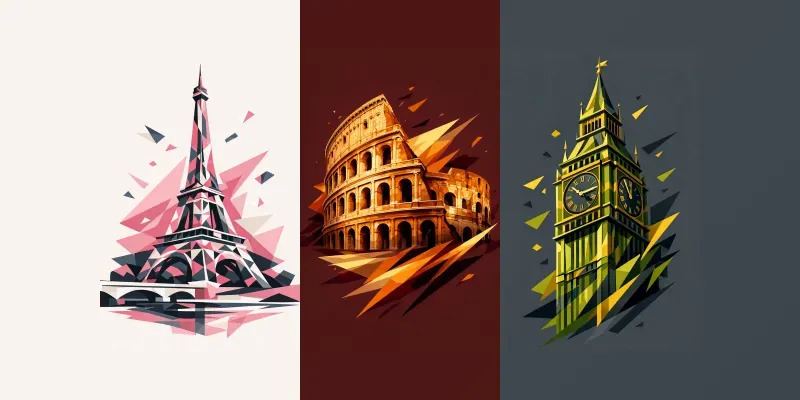 Geometric Iconic City Monuments Generator App | PromptBase