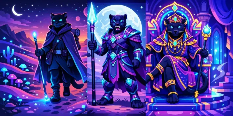 Neon Panther Storybook Legends Generator App | PromptBase