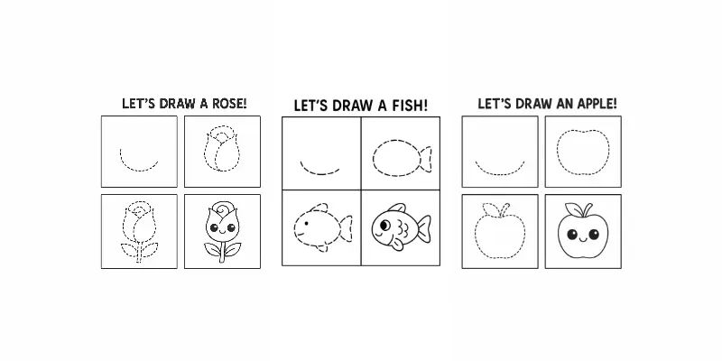 Step By Step Directed Drawing For Kids Generator App | PromptBase