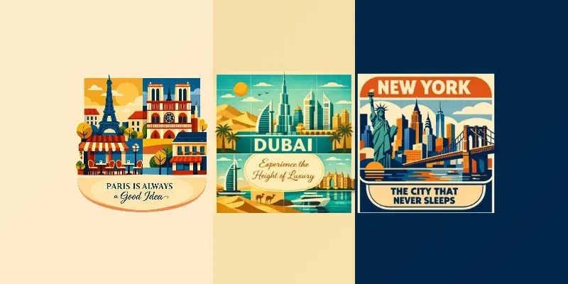 Modern Geometric City Poster Art Packs ChatGPT Image Prompt | PromptBase