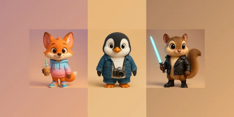 Cute Cartoon Animals Characters Pack Generator App | PromptBase