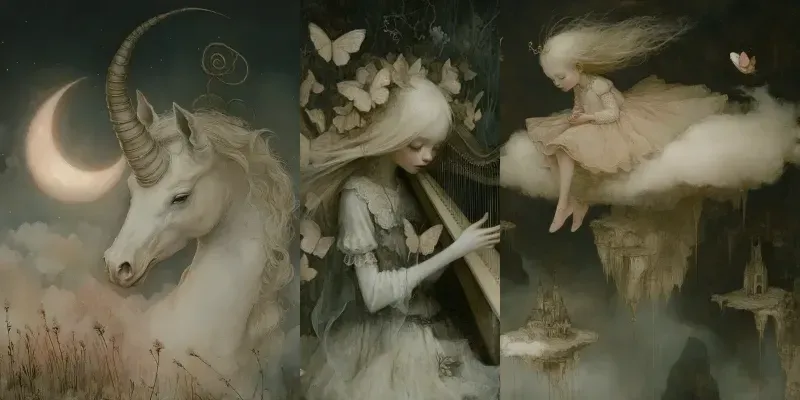Dreamy Fairy Tale Illustrations Midjourney Prompt | PromptBase