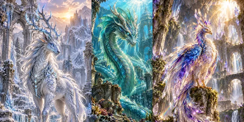 Mythical Creatures In Ancient Ruins Generator App | PromptBase