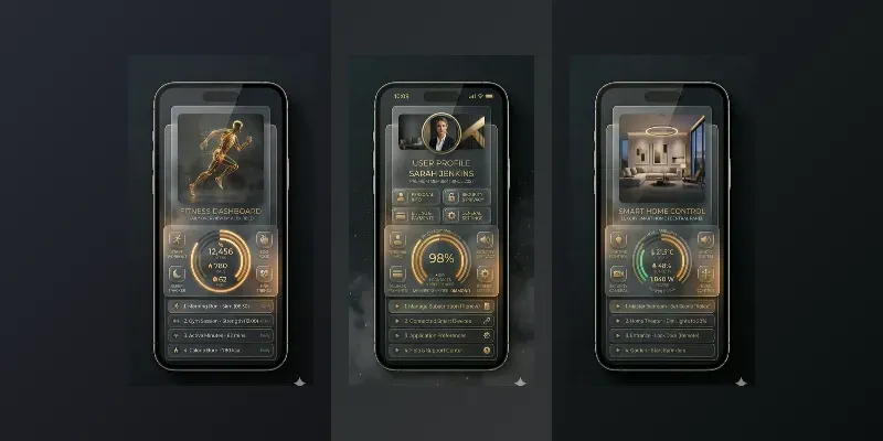 Black Gold Mobile App Ui Design Generator App | PromptBase